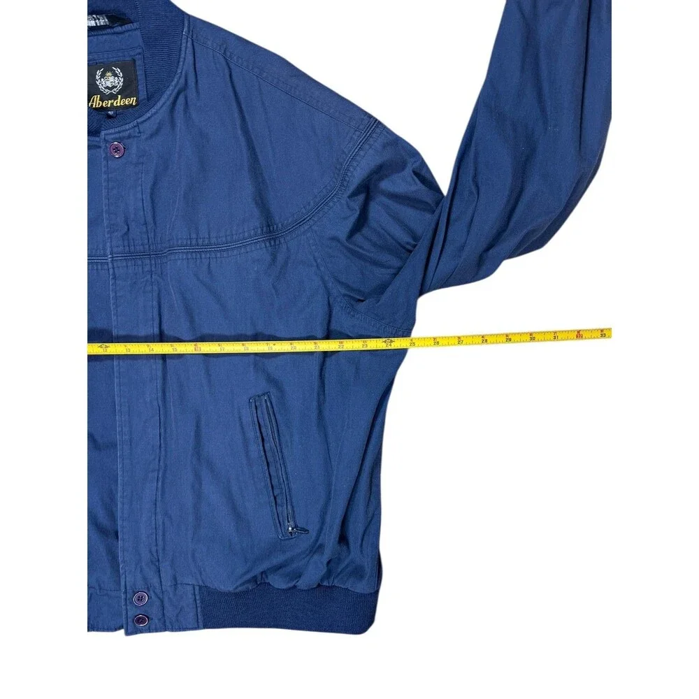 Vintage Aberdeen Bomber Jacket Mens XL Navy Blue Harrington Zip Cotton Lined Ret